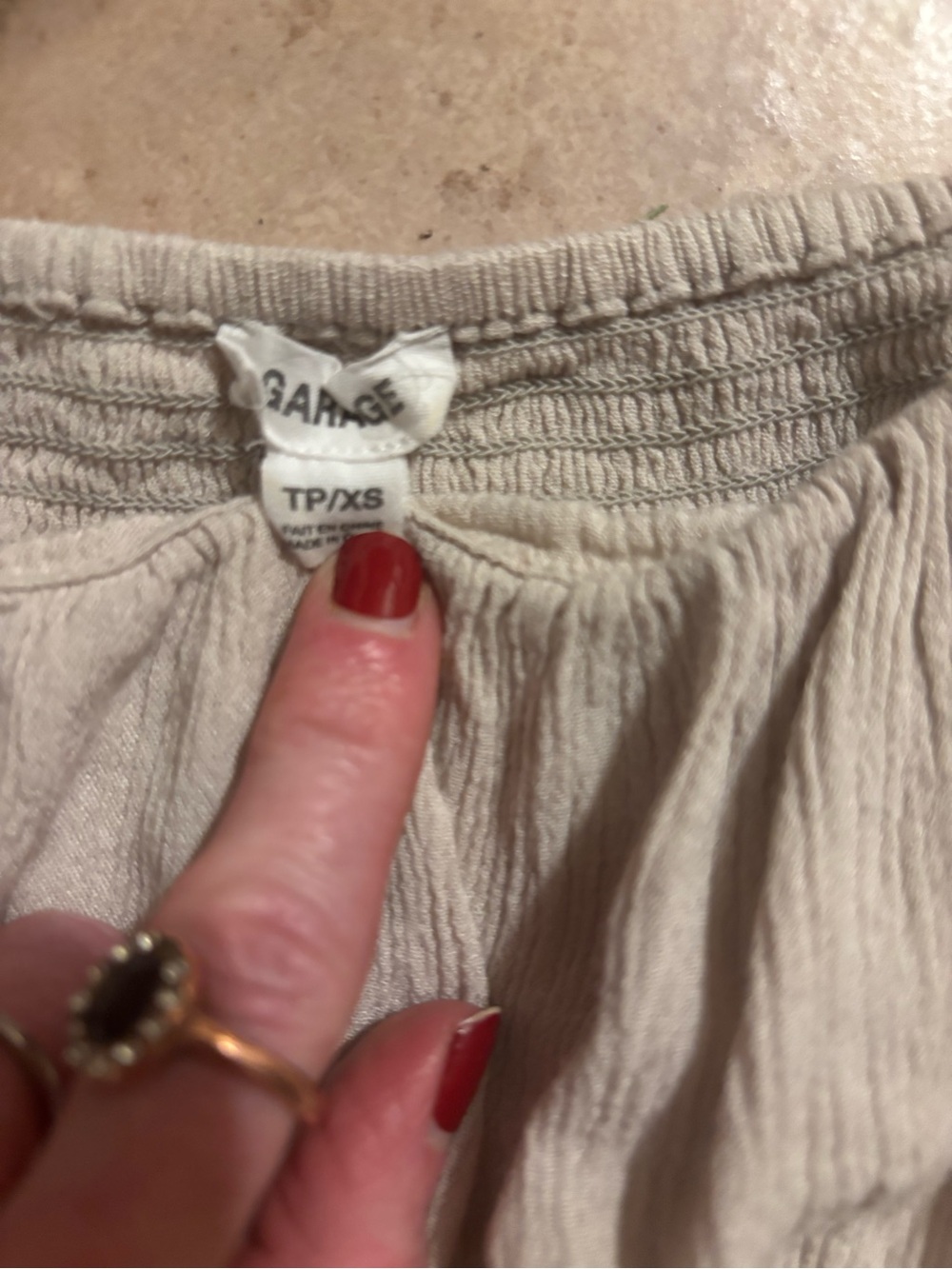 Garage Cream Ruched Drawstring Cropped Cami - Picture 3 of 4